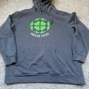 Unisex Gray Phelan Lucky Irish Shamrock Hooded Sweatshirt Size Large